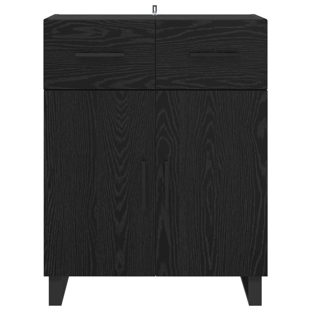 Credenza | Madia | Buffet da pranzo | Armadio da pranzo Rovere Nero 69,5 x 34 x 90 cm Legno multistrato