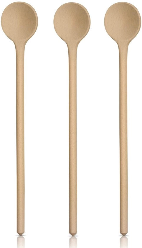 Set di cucchiai in legno di betulla non trattata | 1 set di 10 cucchiai da 30 cm | Bestemmiere artigianali | Accessori per la cucina | Cucchiai in legno pratici |