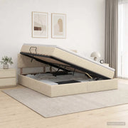 Letto con contenitore e materasso Crema 160 x 200 cm Velluto 3458698