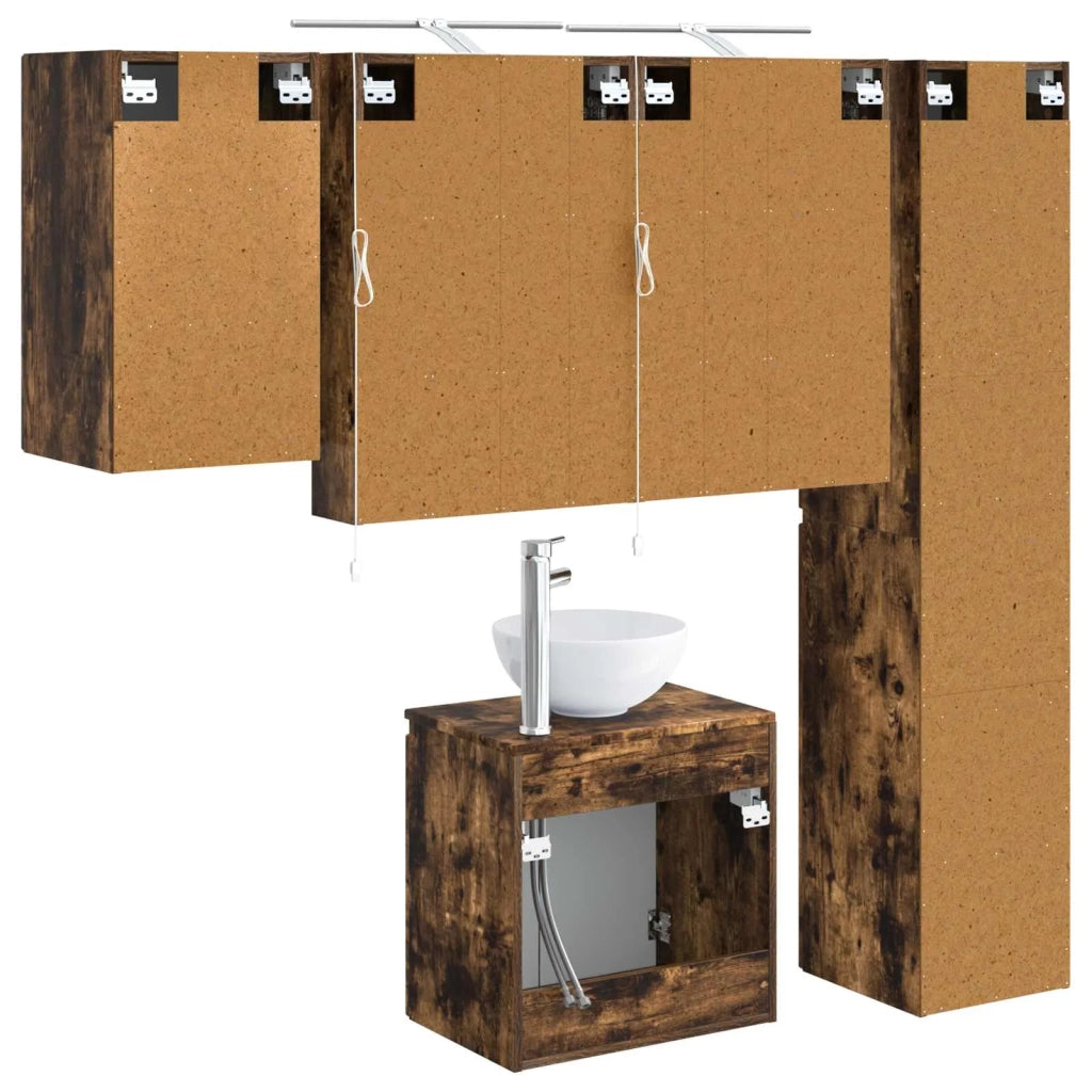 Set di Armadi da Bagno 5 pcs Rovere Fumo 50 x 14,5 x 70 cm 3407299