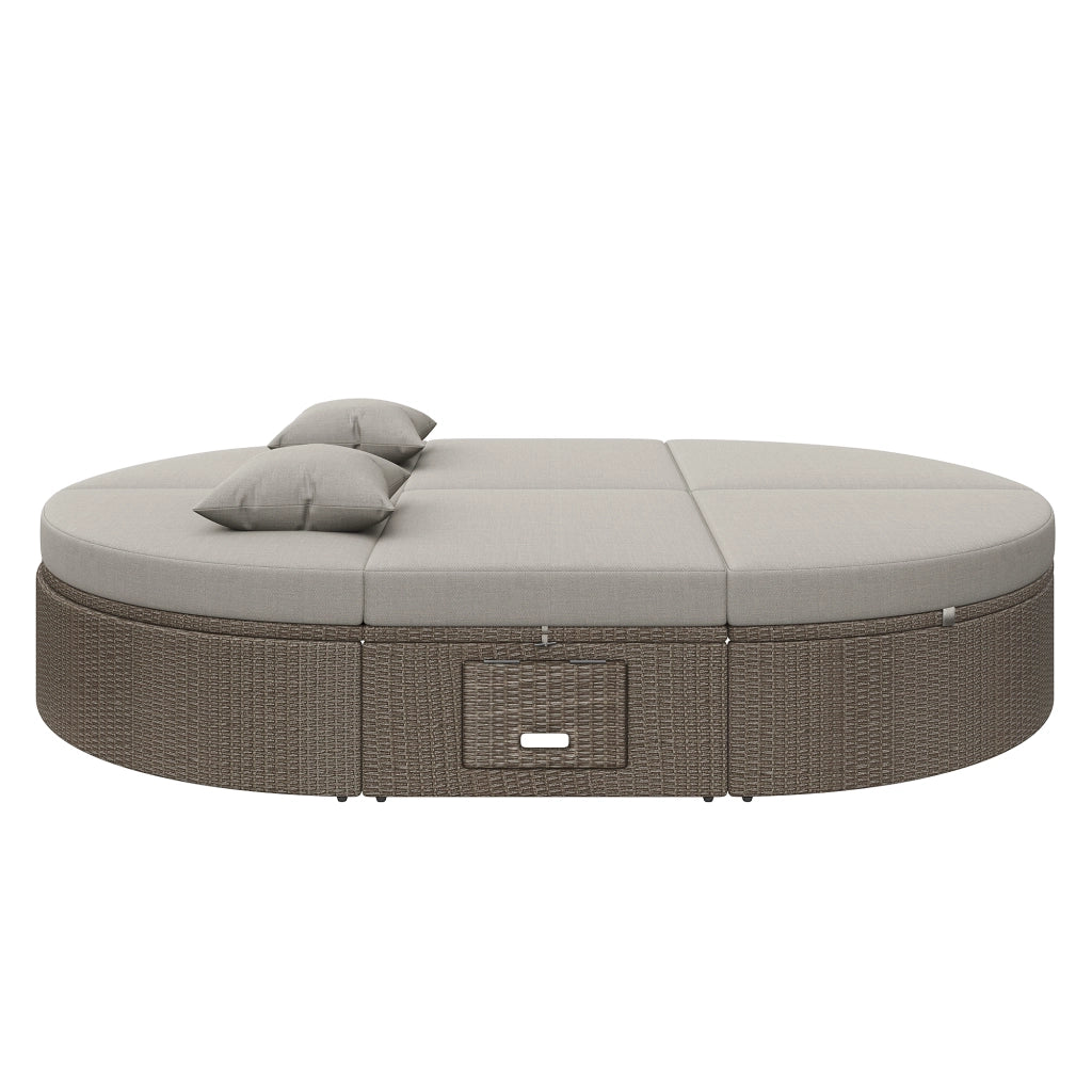 Divano Letto Doppio da Giardino in Rattan ¨C MINIMAL ¨C Daybed 2 Posti con Tavolino Pieghevole