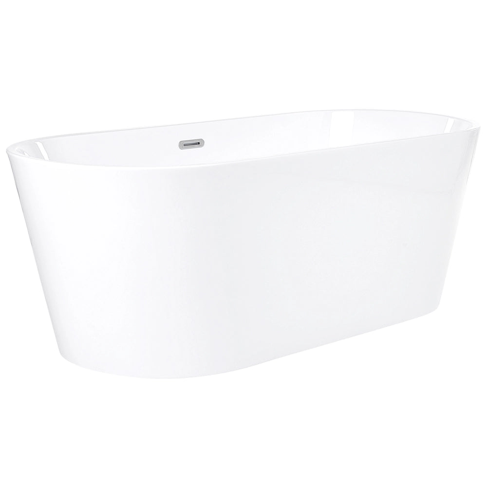 Vasca freestanding bianco sanitario acrilico singolo 160 x 80 cm forma ovale troppopieno sistema design moderno