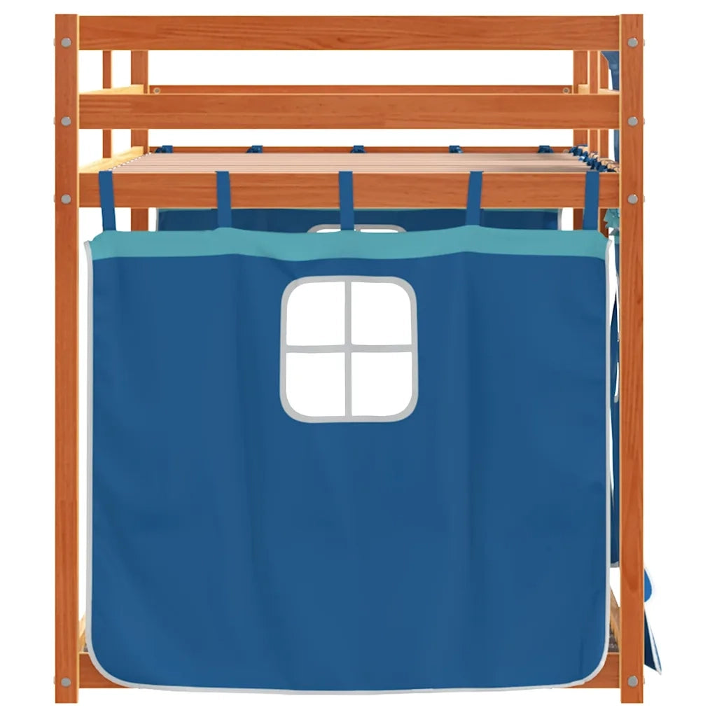 Letto a Castello senza Materasso Blu 80x200 cm Massello Pino