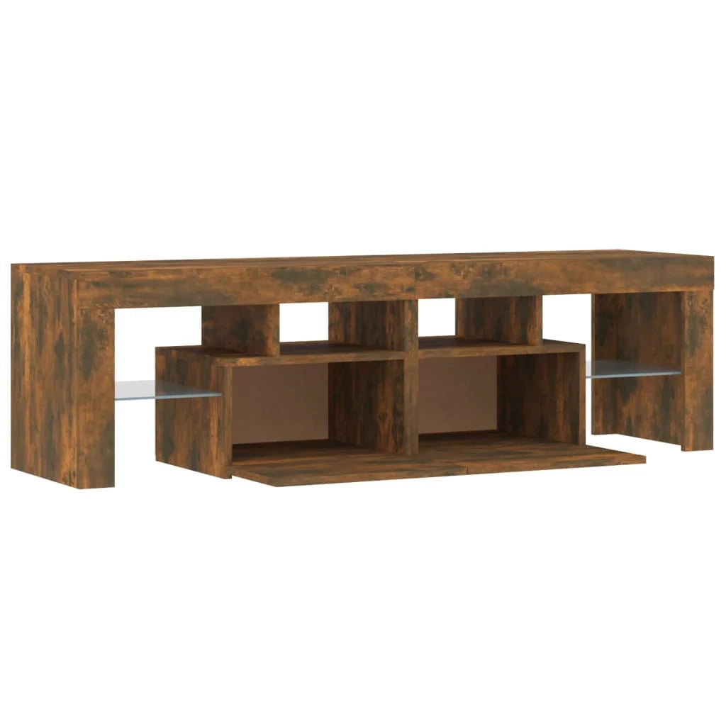 Mobile TV multimediale scaffale TV credenza mobile TV sala da pranzo soggiorno camera da letto con luci LED rovere affumicato 140 x 36,5 x 40 cm marrone 02_0026721