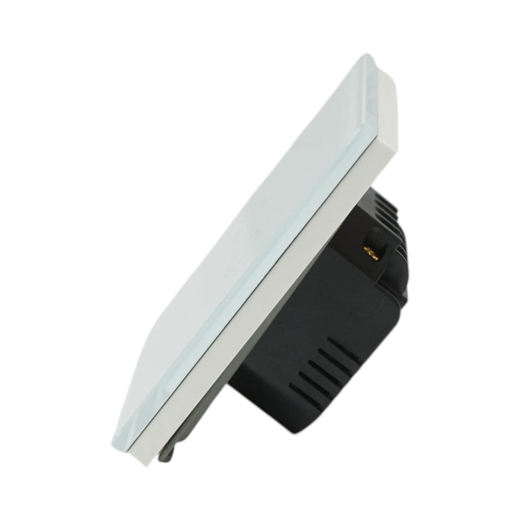 Interruttore doppio touch, bianco, 220V, spia luminosa, cornice in vetro 86x86x34mm