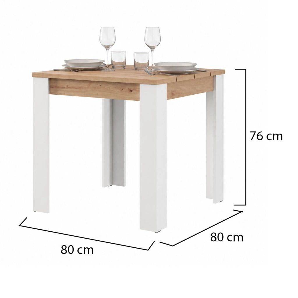 Trosa, Tavolo Fisso 4 Posti, 80x80x76h cm Marrone Rovere Nodi