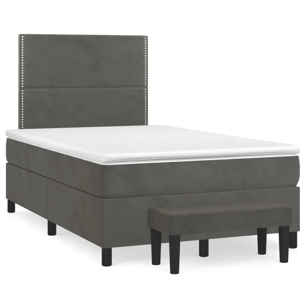 Giroletto a Molle con Materasso Grigio Scuro 120x200 cm Velluto