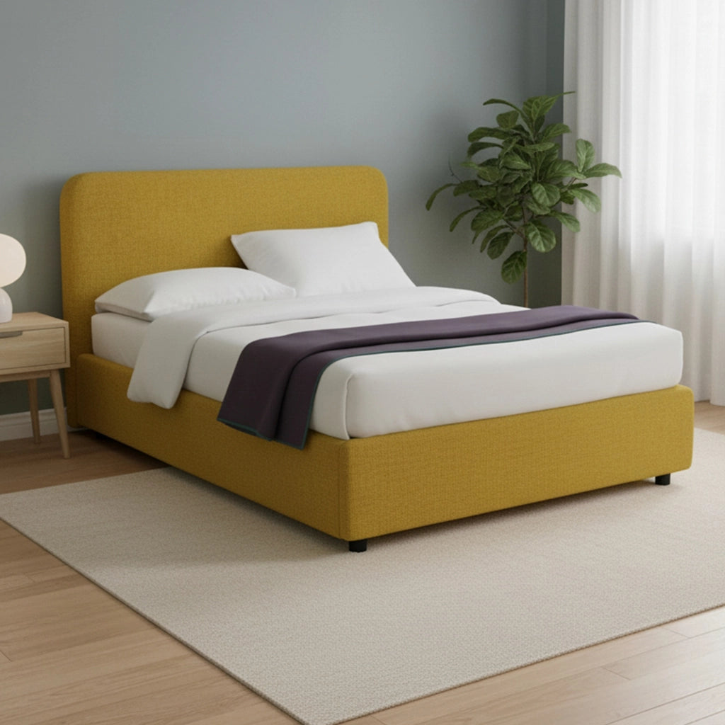 Wigan, Letto Matrimoniale Sfoderabile Made in Italy, Giallo Ocra