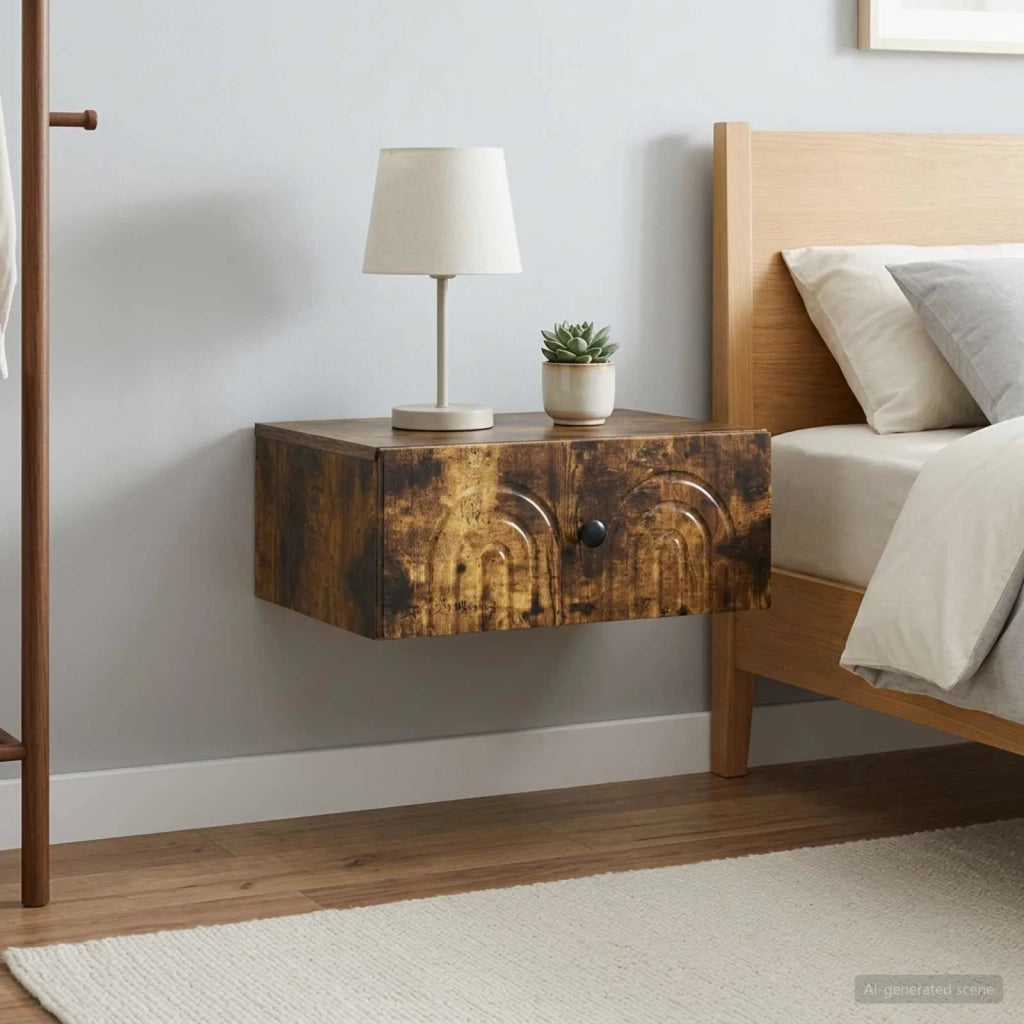 Mobiletto da notte a muro 2 pcs Rovere Fumo 49 x 34,5 x 20 cm 898116