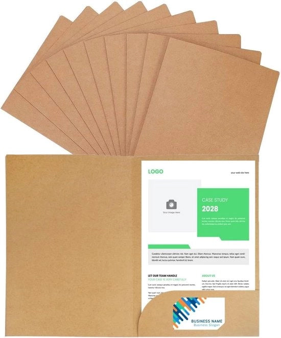 10 pezzi di cartellino per progetti A4 - Khaki - Organizzatore di documenti - Materiale scolastico