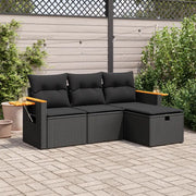 Set Divani da Giardino 4 pz con Cuscini Nero in Polyrattan 3325947