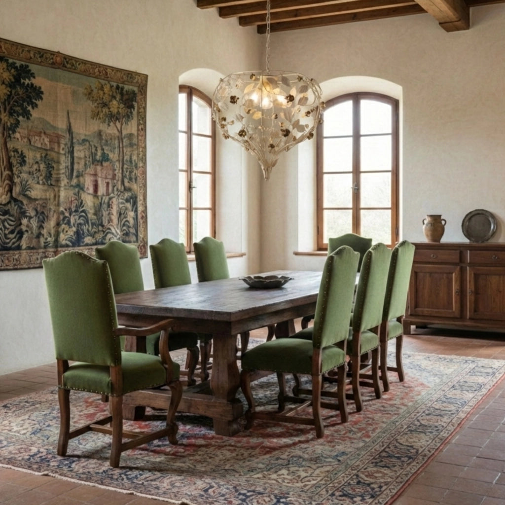 Lampadario Shabby Chic Bella Metallo Avorio Oro 5 Luci E27