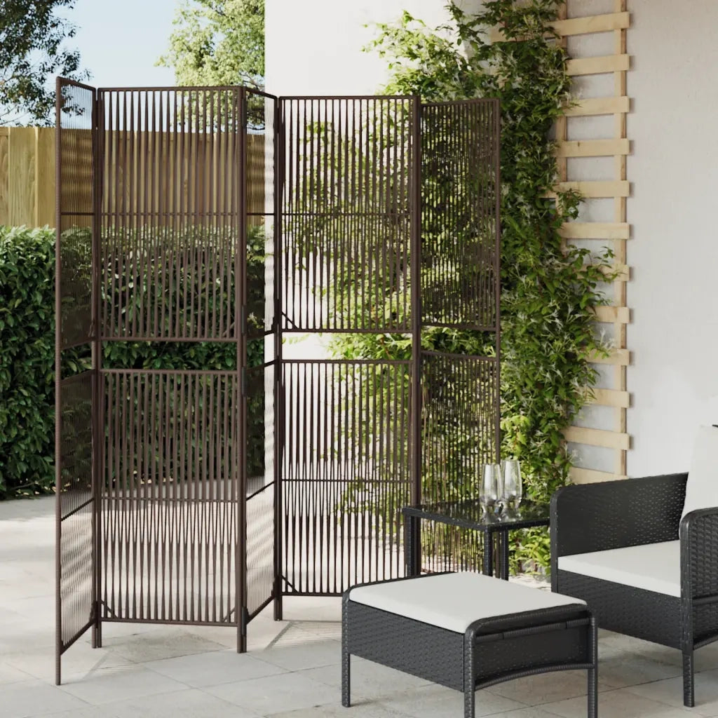 Divisorio per Ambienti | Divider per stanze | Paravento a 6 Pannelli Marrone in Polyrattan