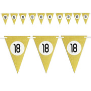 Trade Shop - Bandierine Festa Compleanno Anniversari Set 10pz Triangolari Festone Oro 18 Anni -