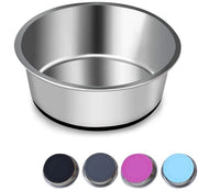 Ciotole per cani e gatti in acciaio inossidabile con basi antiscivolo in silicone, ciotole e ciotole per acqua per cuccioli (S-14 cm)