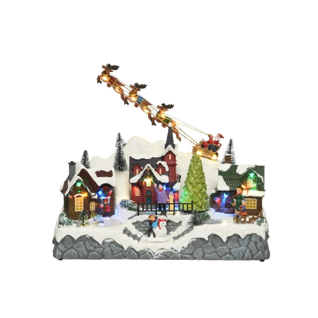 Scenario villaggio di natale c/LED 32x17x28cm