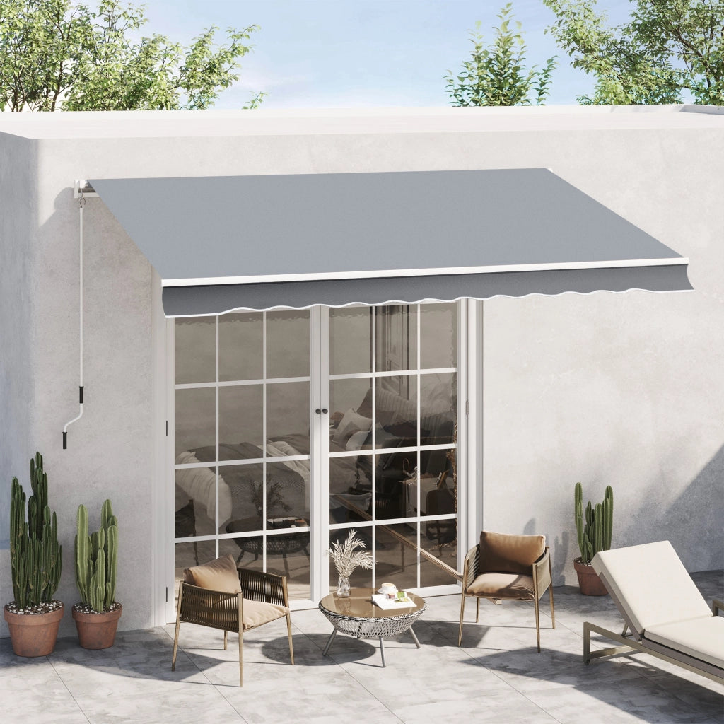 Toldo Manuale Retrattile per Balcone ¨C zephmum ¨C Grigio 300x250 cm