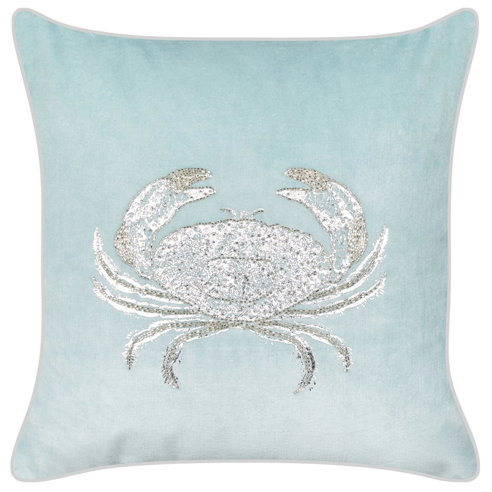 Set di 2 cuscini in velluto quadrato motivo granchio marino blu accessorio soggiorno camera da letto