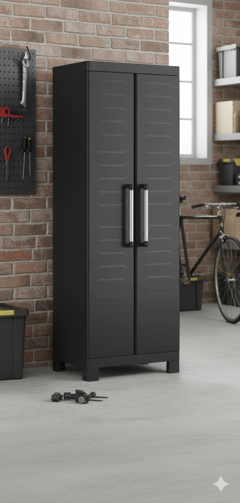 Armadio in Resina 4 Ripiani 65x45x182 cm Keter Detroit Portascope Nero