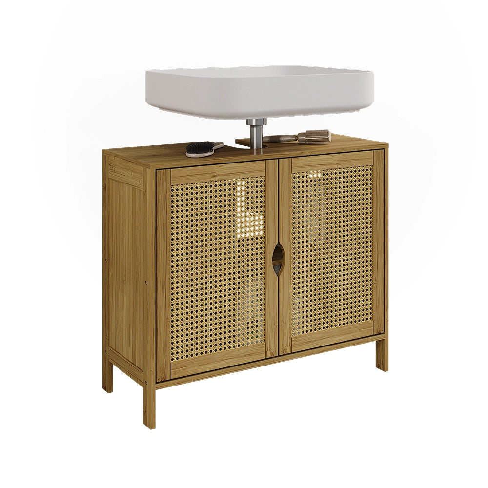 Vicco Mobile sottolavabo per bagno Bambù 68 x 60 cm con 2 porte