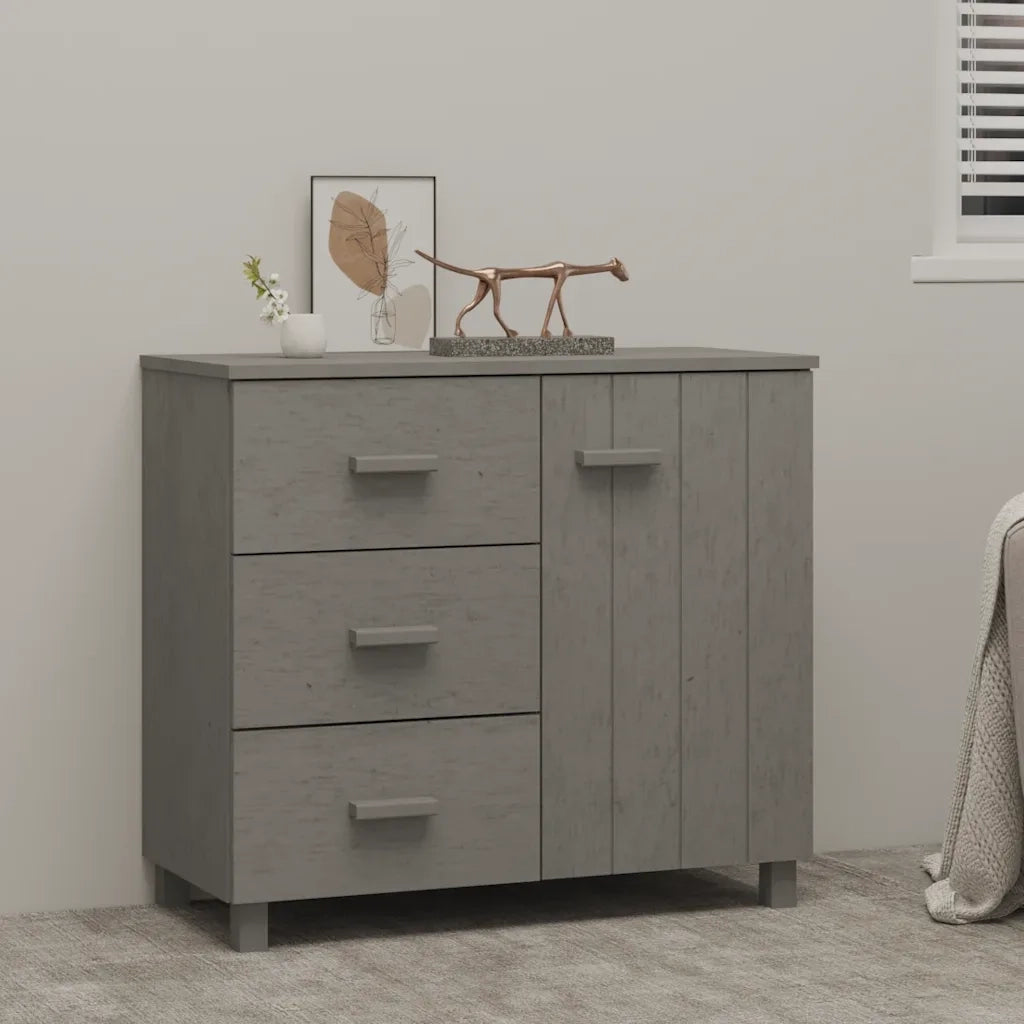 Credenza | Madia | Buffet da pranzo | Armadio da pranzo HAMAR Grigio Chiaro 90x40x80 cm Legno Massello di Pino