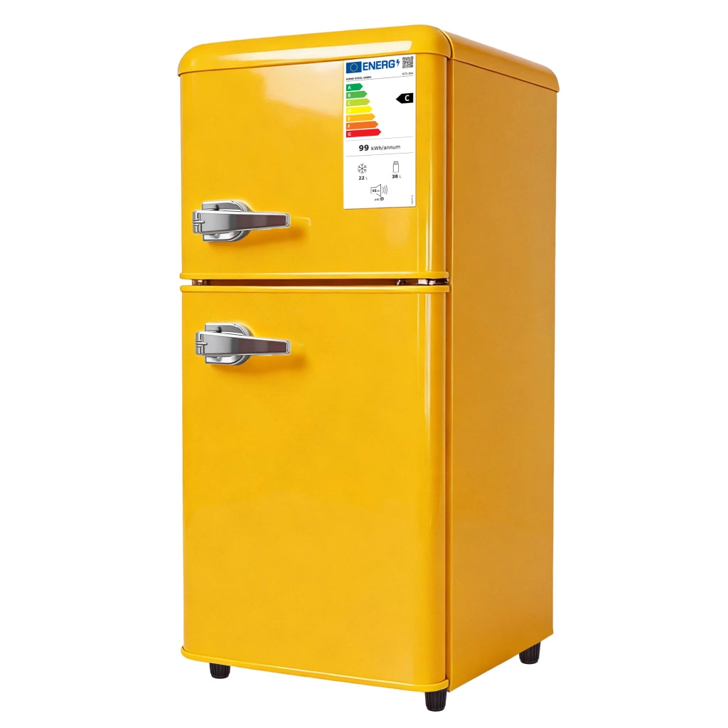 FRIGORIFERO DOPPIA PORTA 60 L Giallo in plastica e acciaio