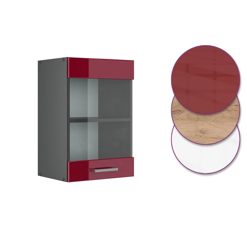 Vicco Mobile da cucina in vetro Rosso lucido 40 cm