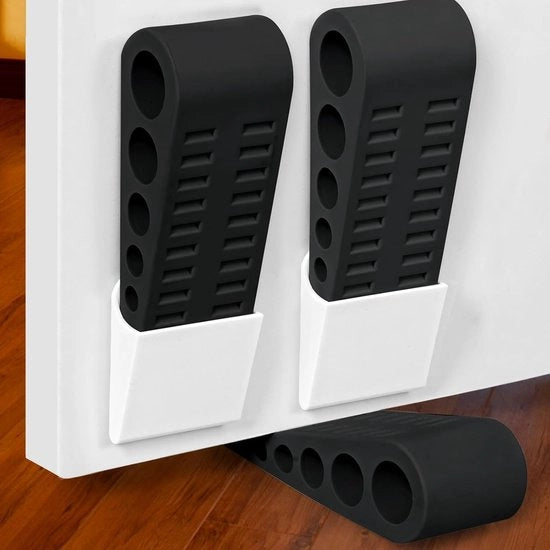 Set di 3 fermagli di sicurezza, fermagli di sicurezza in gomma antiscivolo con ganci, per uso sul fondo delle porte, adatti a tutti i tipi di pavimenti - nero.