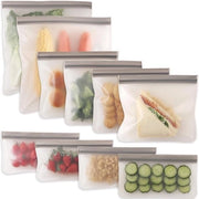 Zaketti in silicone per la conservazione alimentare - Gallone riutilizzabile - sacchetti con chiusura zip, impermeabili, riutilizzabili, galloni da 2 litri + sacchetti da 4 litri + sacchetti da snack da 4 pezzi