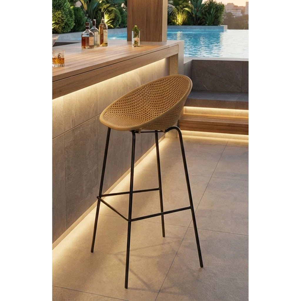 Set di 2 Sgabelli Alti VKH1088, Giallo, Metallo, 50x50x98 cm