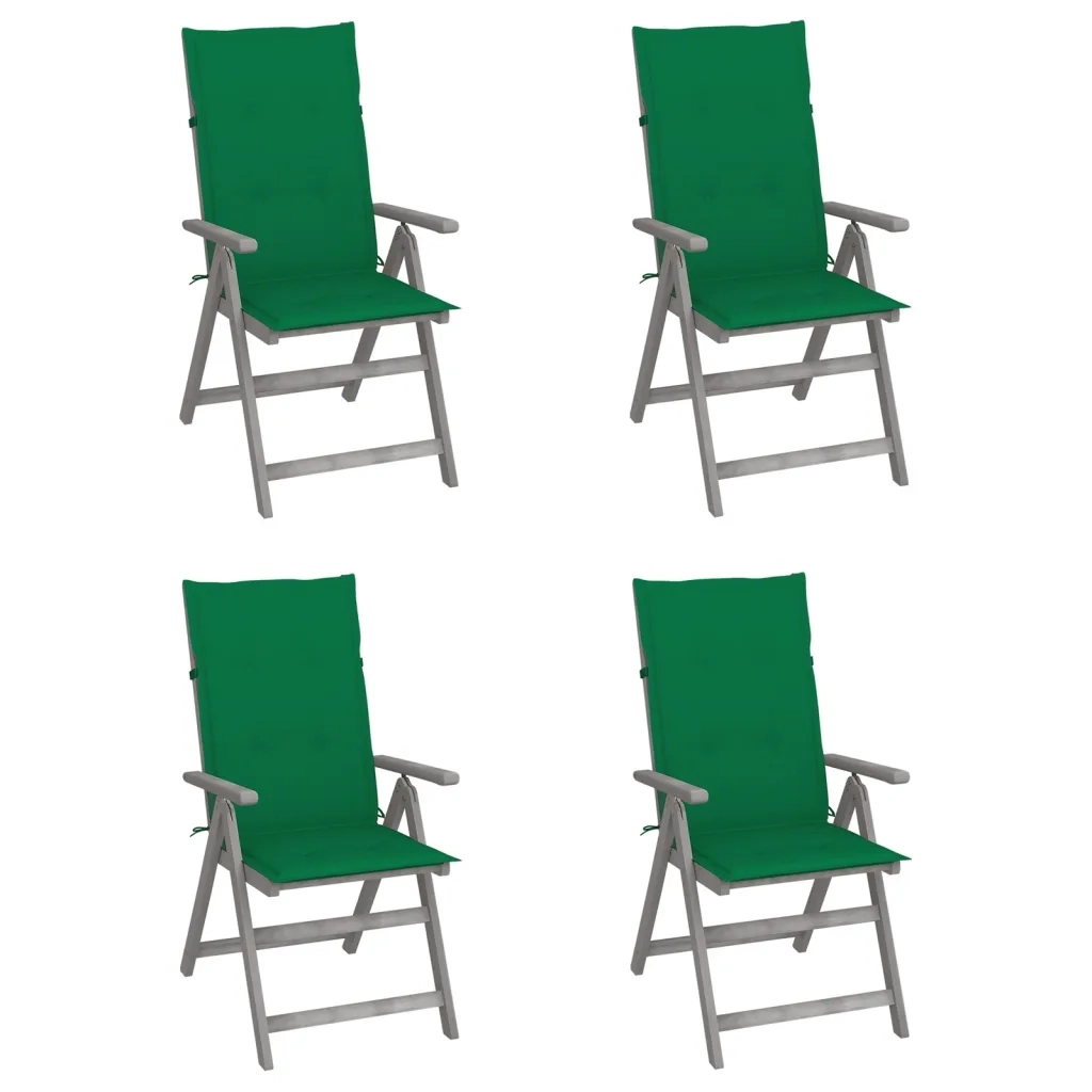 Sedie da Giardino Reclinabili 4pz Cuscini Acacia Massello cod mxl 11812