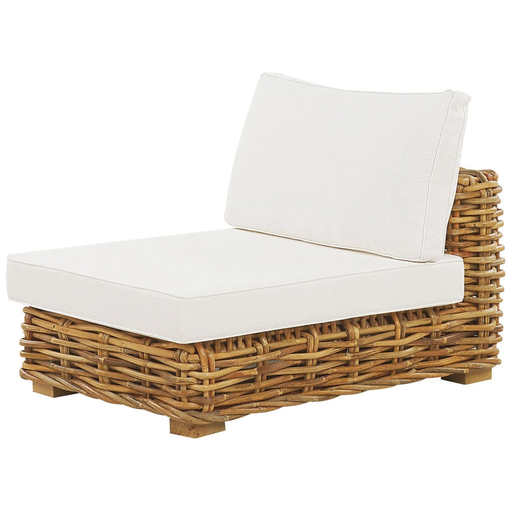Set di conversazione da giardino cuscini bianchi in rattan marrone divano da esterno con tavolino destro