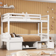Letto a castello bianco 90x200 cm con contenitori
