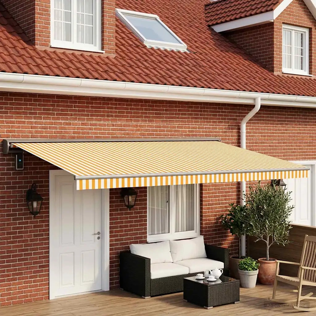 Telo di ricambio per tenda da sole Giallo e Bianco 500 × 300 cm 3444215