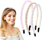 Set di 3 Basi di Capelli Intrecciate - 3 Colori Basi di Capelli con Perle a Spirale - Basi di Capelli per Costume - Accessori per Capelli - Accessori per Capelli Senza Slittamento per Ragazze