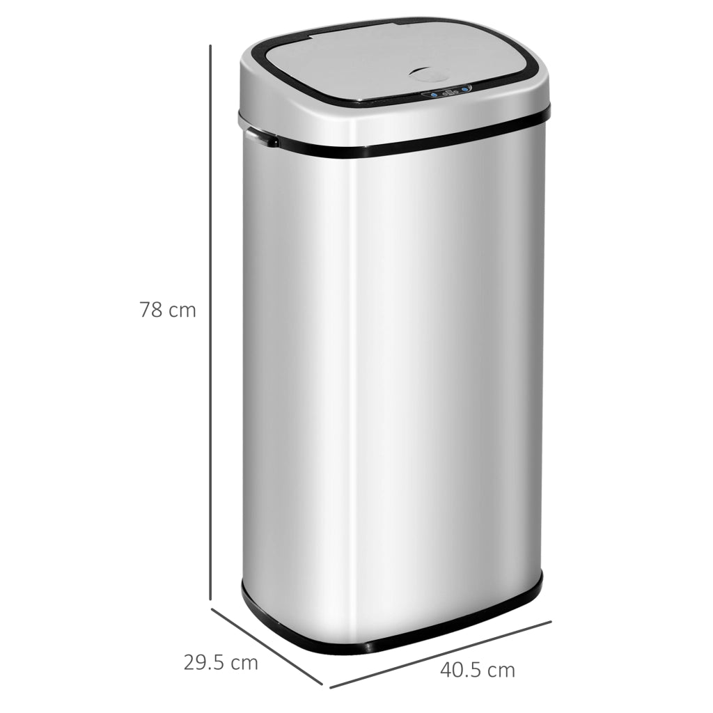 Bidone pattumiera automatico con sensore in acciaio inox, 68 L, argento