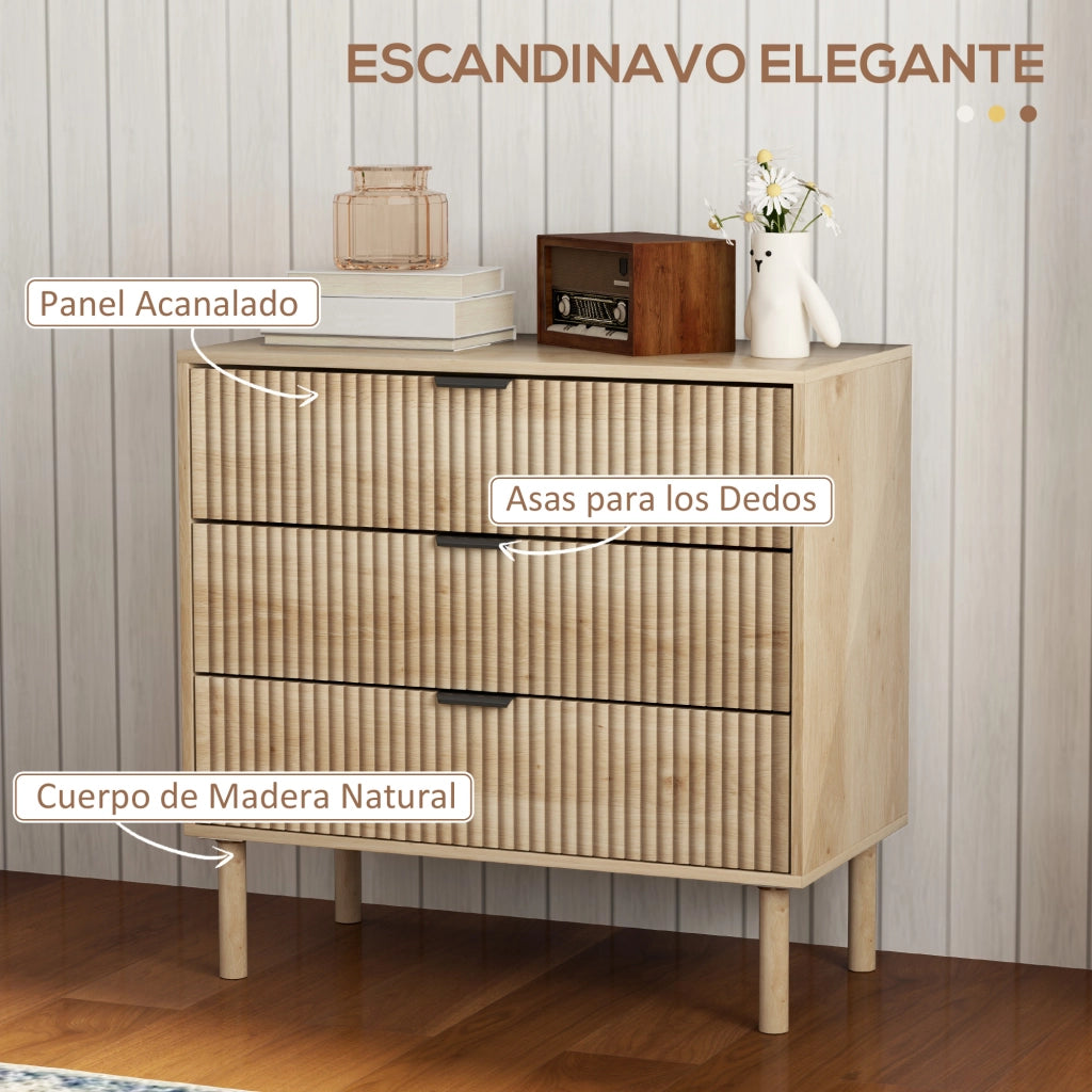 Cassettiera Com¨° Camera Legno Stile Nordico Moderno ¨C Zephmum ¨C 80x40x77,5 cm Quercia