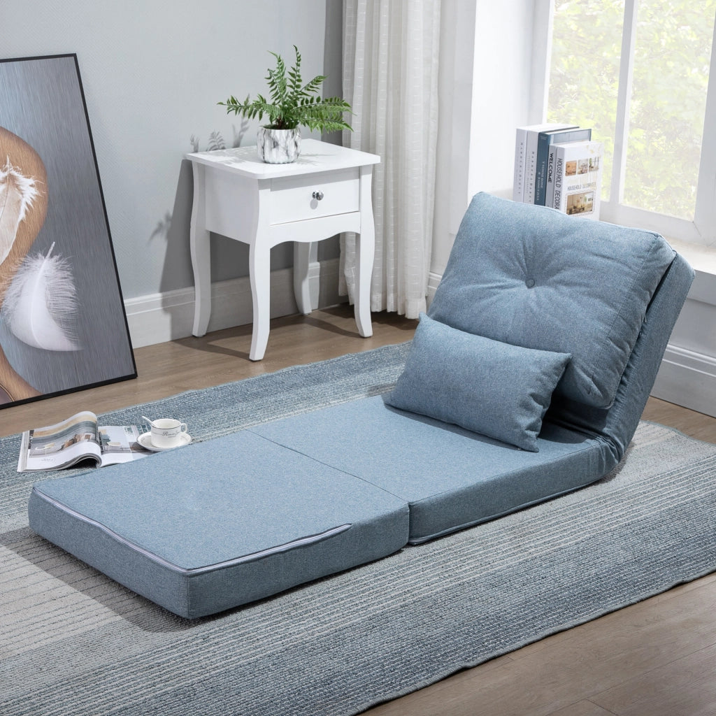 Poltrona letto imbottita con cuscino e schienale regolabile ¨C zephmum ¨C blu