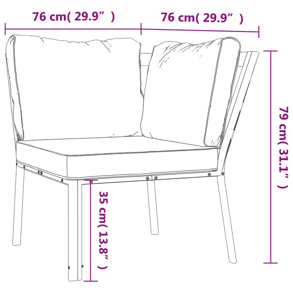 Sedia da Giardino con Cuscini Sabbia 76x76x79 cm Acciaio CFW1873225