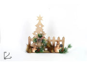 Decorazione Natale Scoiattoli con Steccato e Albero 36 x 39 cm
