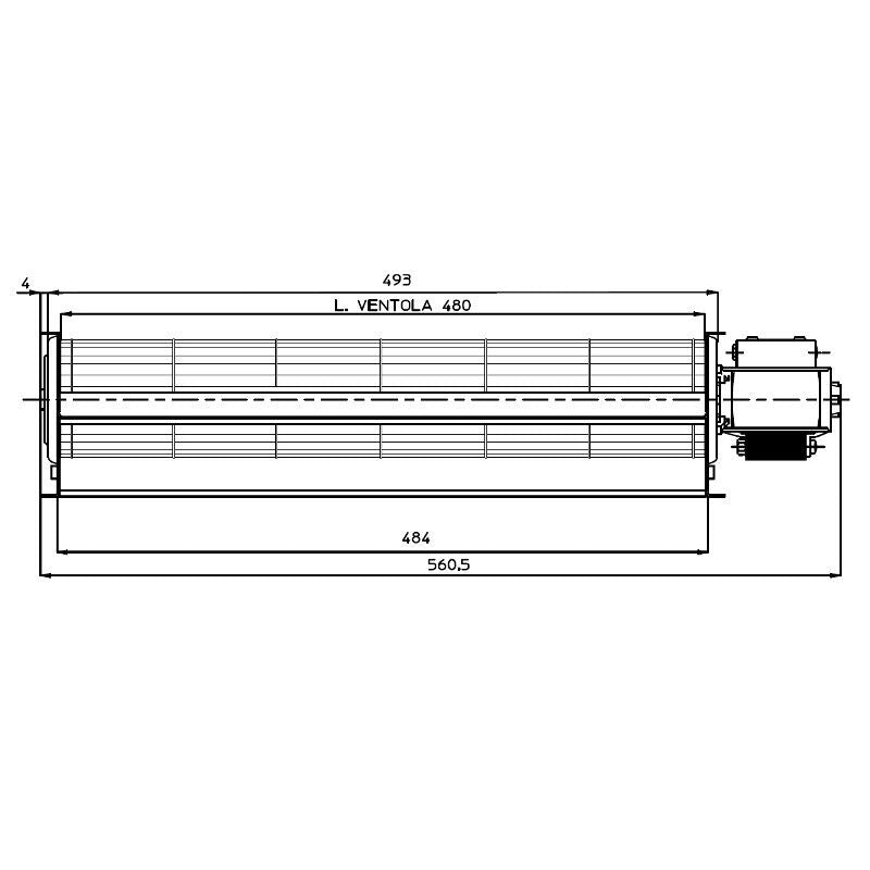 Ventilatore tangenziale TRIAL TAS48B-020 58W 486x40 mm