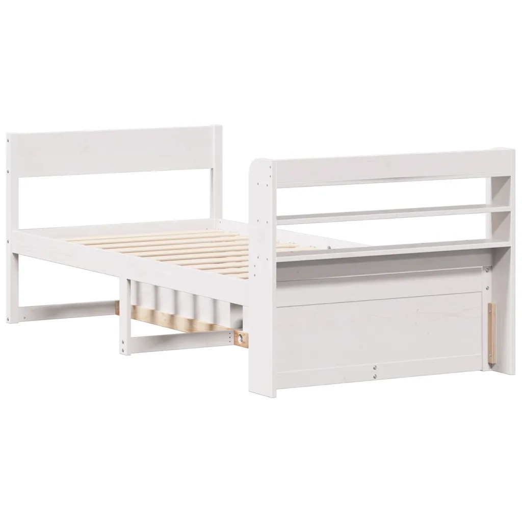 Giroletto senza Materasso Bianco 100x200 cm Legno Massello Pino 3307129