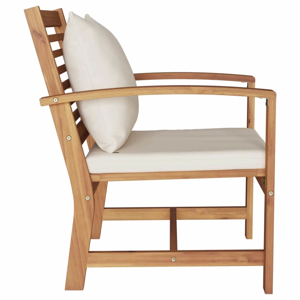 Sedia con cuscino 2 Pezzo Marrone e Crema 65 x 60 x 76,5 cm