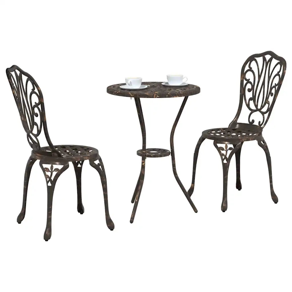 Set Bistro da Giardino 3 pcs Bronzo Alluminio 42002382
