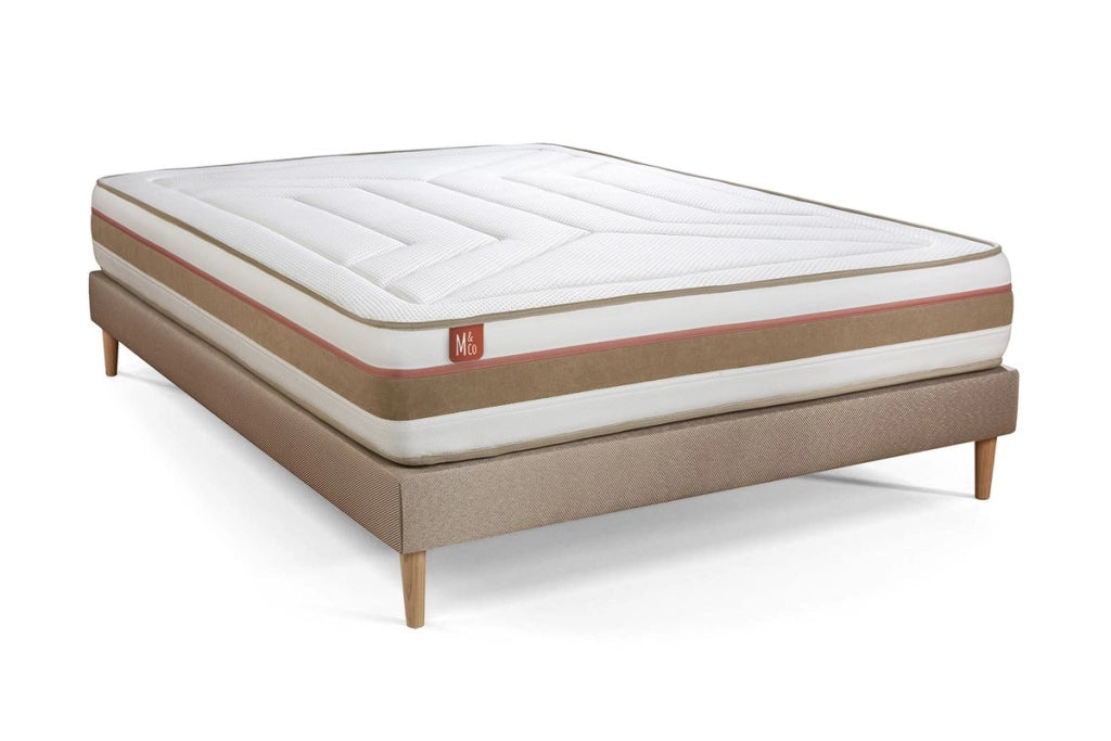 Pacchetto letto completo - Materasso 140x190cm + Box spring con doghe (kit) + 2 cuscini + Piumino - Le Tendre