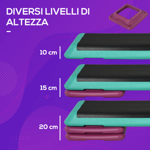 Stepper per Aerobica 110x40x20 cm Antiscivolo e Regolabile su 3 Livelli in Plastica Multicolore