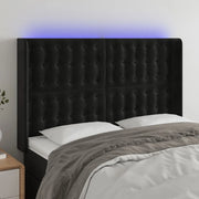 Testiera a LED Nera 147x16x118/128 cm in Velluto 3124532