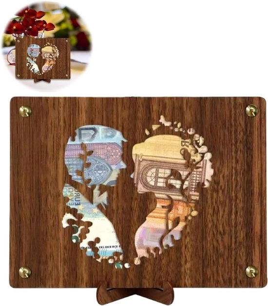 Regalo di nozze in legno - Doni di denaro per il matrimonio - Regalo di denaro per il matrimonio in legno per il coppia sposa - Doni di denaro per il matrimonio - Pacchetti di doni per il matrimonio.