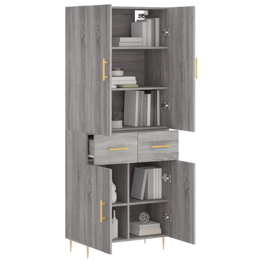 Credenza | Madia | Buffet da pranzo | Armadio da pranzo Grigio Sonoma 69,5x34x180 cm in Legno Multistrato
