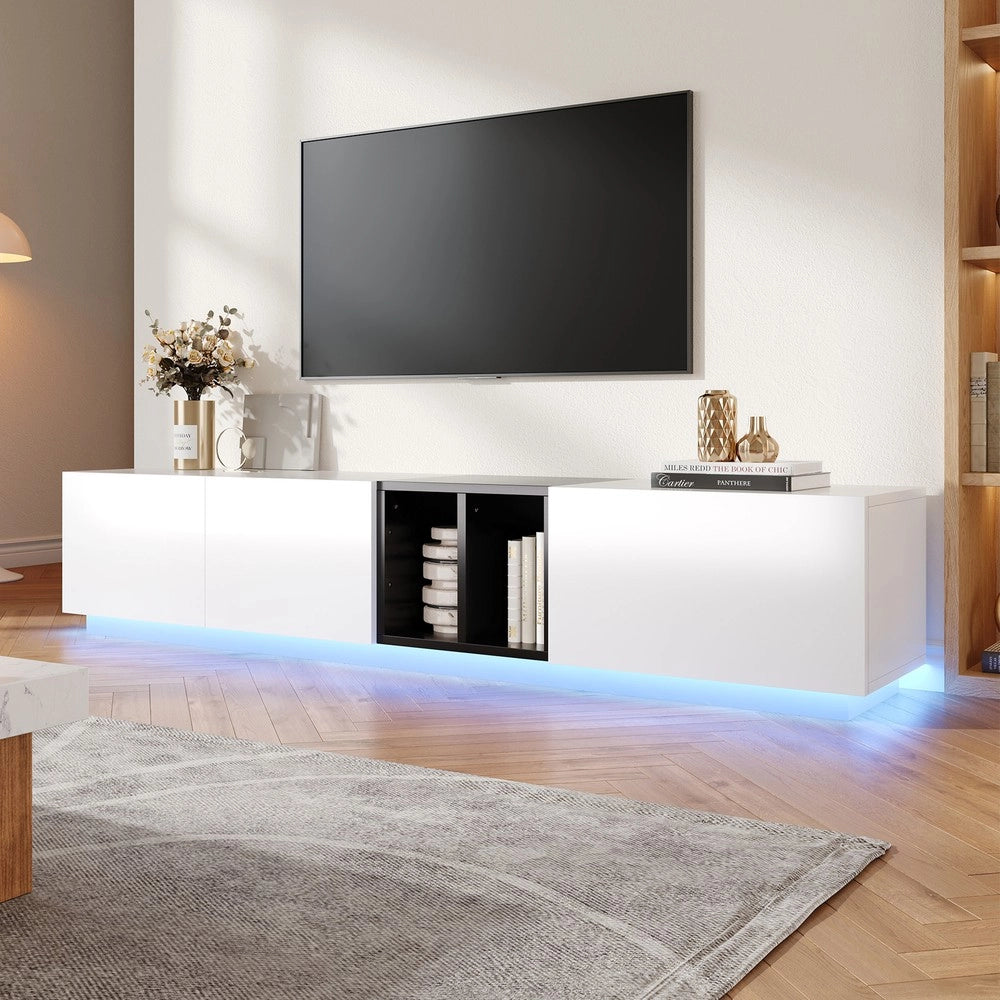 Mobile TV con Cassetti e Ripiani Aperti ¨C Xylo ¨C Nero e Bianco, Design Moderno